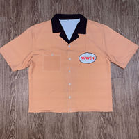 Chemise Polo Homme Personnalisée avec Logo Brodé, Coupe Courte, Col Cubain, Coupe Boxy, Chemise de Travail pour Homme