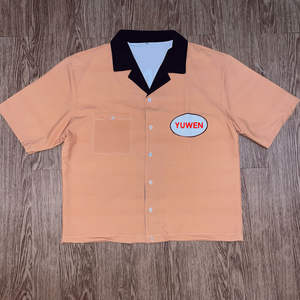 カスタム刺繍ロゴボタンメンズポロシャツカット縫いわずかにトリミングフィットキューバ襟付きシャツボックスワークシャツ男性用 - Product Image 4