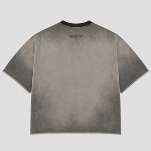 เสื้อยืดทรงบ็อกซี่ Mud Wash ผ้าคอตตอนหนา สีเทาพิมพ์ลายกราฟิก สไตล์สตรีทแวร์ เสื้อยืดโอเวอร์ไซส์แขนสั้นลำลองสำหรับผู้ชาย - Product Image 2