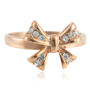 Rose Gold Bowknot <b>Ring</b> With <b>Crystal</b> Pave Setting For Women Fashion Jewelry Gift - Product Image 1