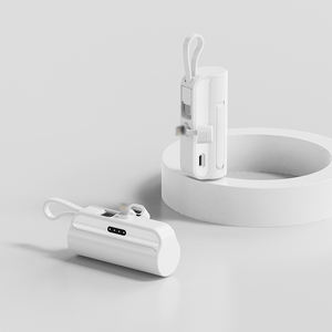 Batterie de secours pour téléphone portable avec prise personnalisée, mini batterie externe 5000 mAh avec câble intégré et support pour iPhone Samsung Google - Product Image 3