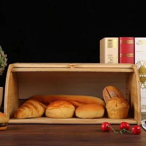 Caja de Pan de Bambú de Gran Capacidad, Rectangular con Tapa, Organizador de Cocina para Escritorio - Product Image 3