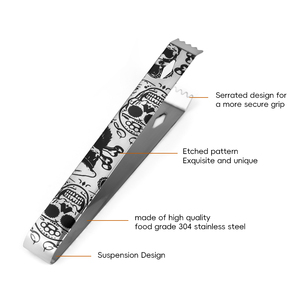 Pinza para Servir Bebidas con Diseño de Calavera <span class=keywords><strong>Pirata</strong></span> y Logotipo Personalizado OEM, Acero Inoxidable 304, para Decorar Cócteles, Agarrar Hielo, Limón y Azúcar - Product Image 5