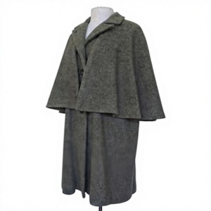 <b>Men's</b> Long Wool Blend Cape Coat Turn-down Collar Double Breasted Button Closure Waterproof Reversible Winter Formal Outerwear - Product Image 2