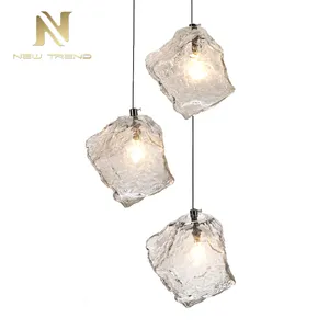 Modern Style Indoor Villa Hall Hotel Decoration Lighting Stainless Steel Wire Glass Led Pendant Lamp