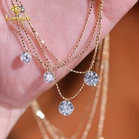 Ожерелье с бриллиантом 1, 2, 3 карата, золото 10K, 14K, 18K, кулон с выращенным в лаборатории бриллиантом-солитером, изящный подарок на годовщину свадьбы для нее