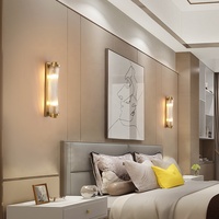 Applique Murale LED en Cristal Minimaliste Nordique Moderne pour Maison et Bureau, Finition Dorée, Éclairage d'Ambiance à IRC Élevé 90