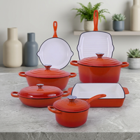 Ensemble de 11 ustensiles de cuisine en fonte émaillée, casseroles, poêles, couvercles, résistant au four, maintien de la chaleur, compatible lave-vaisselle, écologique, pour la cuisine à domicile