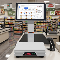 Système de point de vente numérique électronique avec écran tactile double 15,6 pouces, processeur double cœur, Wi-Fi 6, balance intégrée, vente en gros