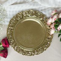 Assiette de Présentation de Luxe 13 Pouces en Plastique PP Durable et Écologique, Personnalisable, Or et Argent, pour la Maison, les Hôtels, les Fêtes et les Mariages
