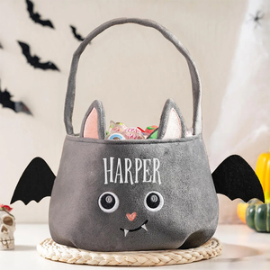 Cesta de dulces de araña con nombre bordado para niños, cubo de peluche de araña para Halloween, para recoger dulces o retoques - Product Image 5