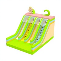 Toboggan gonflable floral commercial WOLONG à 4 voies, 8x6x6.3m, certifié CE, capacité maximale >500kg, installation facile, aire de jeux extérieure pour enfants