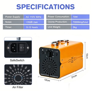 เครื่องกำเนิดโอโซนแบบพกพาสำหรับมืออาชีพ 75W 110-220V สำหรับใช้ในรถยนต์และโรงแรม เครื่องฟอกอากาศไฟฟ้าพร้อมระบบทำความสะอาดและฆ่าเชื้ออย่างล้ำลึก - Product Image 3