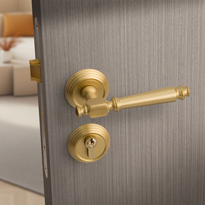 All Copper Lever Door Lock French Style Gold Finish For Interior Wooden Doors Ambidextrous Handle - Product Image 4