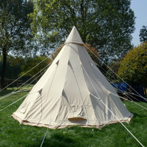 Tente de camping en toile quatre saisons, <span class=keywords><strong>tipi</strong></span> <span class=keywords><strong>indien</strong></span>, pyramide, tente familiale pour 6 personnes, teepee pour adultes, glamping - Product Image 4