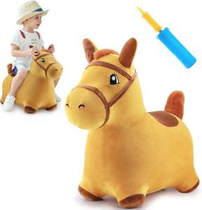 Plush Horse PVC <b>Inflatable</b> Lightweight Foldable Bouncy Hopper Ride-On <b>Toy</b> for Kids 40x28x49.5cm - Product Image 1