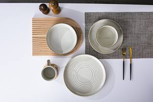 Gres Circle Line piatti in gres porcellanato in ceramica gialla profonda - Product Image 5