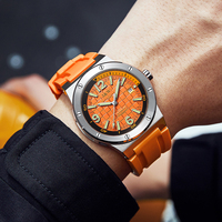 Montre mécanique automatique de luxe pour homme, avec logo personnalisé, bracelet en caoutchouc résistant à l'eau, verre 42 mm