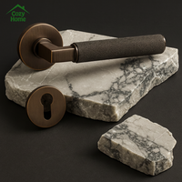 Poignée de porte solide noire, poignée de porte intérieure avec serrure magnétique pour porte en bois, poignées de porte intérieures en laiton moleté pour la confidentialité