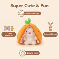 Ensemble de porte-clés en peluche douce, design créatif, pendentif lapin réversible, lapin en peluche mignon transformable, breloques avec fermeture éclair