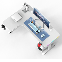 Bureau de jeu Beisijie avec éclairage LED RVB, bureau d'ordinateur pour joueur, table de jeu, table blanche en forme de L, coin en option