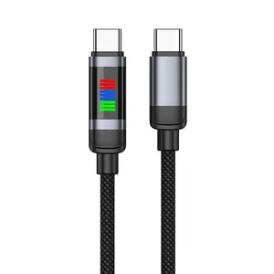 New streamer fast charging indicator Type-c to Type-C 100W PD E-mark Data Cable for iPhone15 MacBook