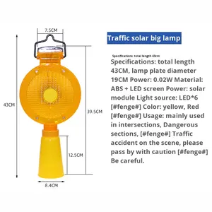 Güneş enerjili büyük düz LED flaş sinyal ışığı Roadblock trafik konisi gece inşaat trafik uyarı ürünleri için - Product Image 5