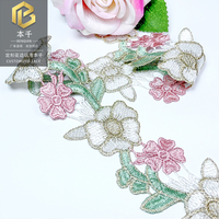 LEIXUSI 4,5 cm Dentelle florale multicolore soluble dans l'eau, broderie ethnique victorienne pour accessoires de couture de vêtements