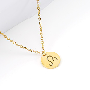 Zogxin Constellation Necklace 18K Gold Plated Stainless Steel Round Pendant For Women Fashion Jewelry <b>Gift</b> - Product Image 4