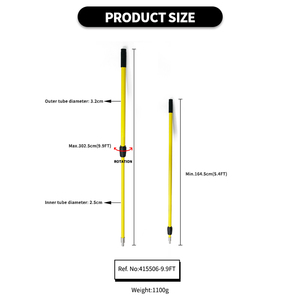 Palo ajustable de fibra de vidrio de 10 pies y accesorios de escoba de barrido de suelo de plástico herramientas de limpieza para poste de extensión de coche - Product Image 2