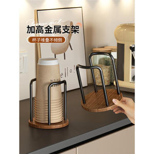 Dispensador de vasos desechables de madera de nogal de primera calidad, soporte redondo apilable para escritorio, para café, té, agua, vasos de papel, almacenamiento de bebidas - Product Image 1