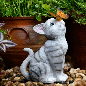 Statues de <span class=keywords><strong>chat</strong></span> de jardin solaires <span class=keywords><strong>en</strong></span> <span class=keywords><strong>résine</strong></span> personnalisées et charmantes, lumières solaires <span class=keywords><strong>pour</strong></span> <span class=keywords><strong>chat</strong></span> de jardin avec lumière papillon <span class=keywords><strong>pour</strong></span> la décoration de jardin - Product Image 6