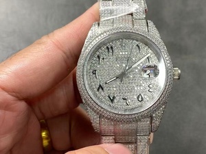 Top-quality luxurious diamond-<b>set</b> round calendar <b>watch</b>, round sapphire full-diamond fashionable business <b>watch</b> - Product Image 1