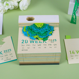 Bloc-notes 3D en forme d'arbre, calendrier, bloc-notes, papier artistique, artisanat, bloc-notes 3D, décoration de bureau, ensemble de papeterie, cadeau original, article d'anniversaire - Product Image 2