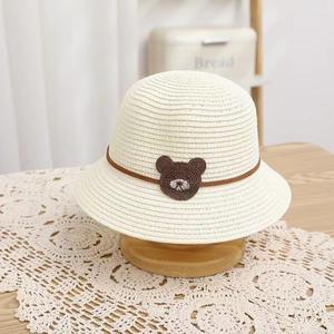 Chapeau <span class=keywords><strong>de</strong></span> paille d'ours d'été pour bébé fille garçon avec chapeaux <span class=keywords><strong>de</strong></span> soleil <span class=keywords><strong>de</strong></span> plage pour enfants - Product Image 1