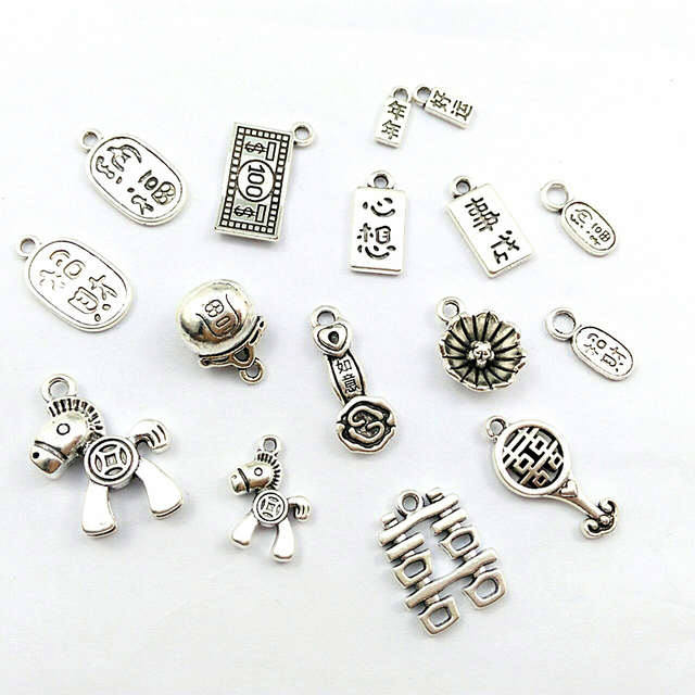 Vintage Tibetan Silver Plated Mixed Beads Craft Charms Bracelets Accessories Findings  Tool Charms DIY Pendants