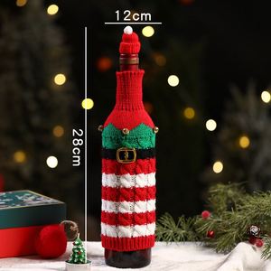 Christmas <b>Red</b> Wine Bottle Cover Sleeve Bags Knitted Wool <b>Belt</b> Elderly Xmas Table Kitchen Decor Ornament Gifts - Product Image 5