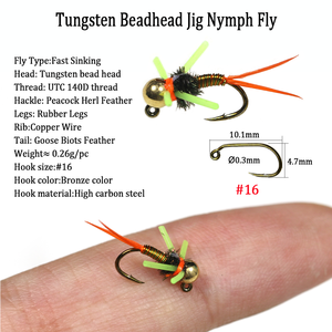 24 pièces # 16 jig nymphes à tête en tungstène, hameçon à barbelure, jig à descente rapide, mouches euro, nymphes humides, leurres de pêche à la <span class=keywords><strong>truite</strong></span> et à l'achigan - Product Image 3