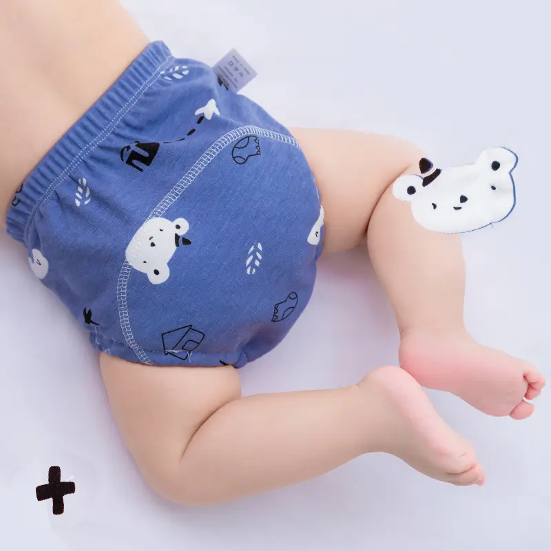 아기 훈련 바지 100% 코튼 빨 아기 남여 변기 훈련 속옷 도매 기저귀 재사용