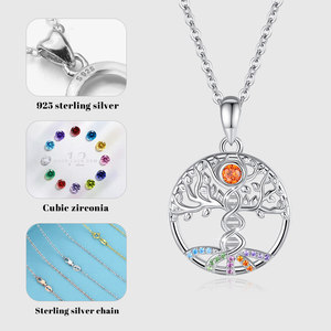 925 argent Sterling zircon cubique ADN <span class=keywords><strong>arbre</strong></span> <span class=keywords><strong>généalogique</strong></span> de vie bijoux de Yoga en argent Sterling pour les femmes - Product Image 4