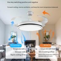 Lustre rétractable LED moderne de 42 pouces avec moteur CC, télécommande, intensité variable pour chambre à coucher, salon et salle à manger