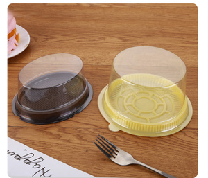 Boîte à gâteau en plastique PET à fond noir avec couvercle transparent, boîte d'emballage jetable pour pain, fromage et pâtisserie - Product Image 5