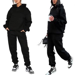 <span class=keywords><strong>Ensemble</strong></span> <span class=keywords><strong>pantalon</strong></span> décontracté pour <span class=keywords><strong>femme</strong></span>, couleur unie, sweat à capuche <span class=keywords><strong>en</strong></span> polaire à manches longues et tissu <span class=keywords><strong>en</strong></span> polyester ample pour la saison d'automne - Product Image 2