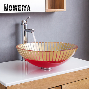 China nuevo diseño <span class=keywords><strong>de</strong></span> gabinete <span class=keywords><strong>de</strong></span> Hotel Villa baño oro rojo tazón <span class=keywords><strong>de</strong></span> vidrio armario <span class=keywords><strong>de</strong></span> lavado pequeño lavabo <span class=keywords><strong>cuenca</strong></span> contra top - Product Image 3