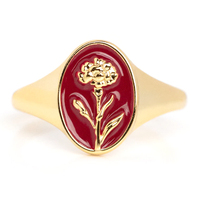 Milskye Clean Style Fashion Fine Jewelry 2026 Bagues Chevalières en Argent 925 et Or 14K avec Émail Motif Fleur de Naissance pour Femme