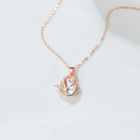 Kalung Rantai Perak Sterling 925 untuk Wanita, Bertabur Kristal dan Batu Bulan dengan Setting Cakar