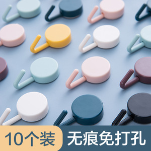 Creative Bathroom Adhesive Hooks Single Hook Plastic Residue-Free 1-3kg Load Nordic Style Blue Pink Yellow-Blue - Product Image 4