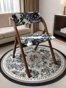 Sedia <span class=keywords><strong>da</strong></span> <span class=keywords><strong>Pranzo</strong></span> in Legno Massello con Telaio Scuro Pieghevole e Morbido Cuscino Beige in Stile Vintage Arredo per Casa e Ufficio per Soggiorno e Hotel - Product Image 5