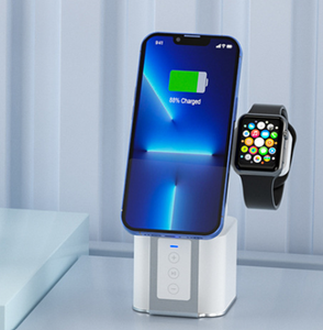 แท่น<span class=keywords><strong>ชาร์จ</strong></span>ไร้สายแม่เหล็กแบบ 4-in-1 ขายดี พร้อมระบบชาร์จเร็ว (15W) ฟังก์ชั่นเสียงออก และที่วางสำหรับโทรศัพท์ นาฬิกา หูฟัง - Product Image 4