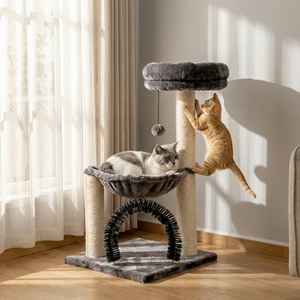 Arbre à chat moderne de luxe en bois gris, grand format, adapté aux chatons, écologique, taille personnalisable, avec griffoirs et lit, vente en gros, direct usine - Product Image 1
